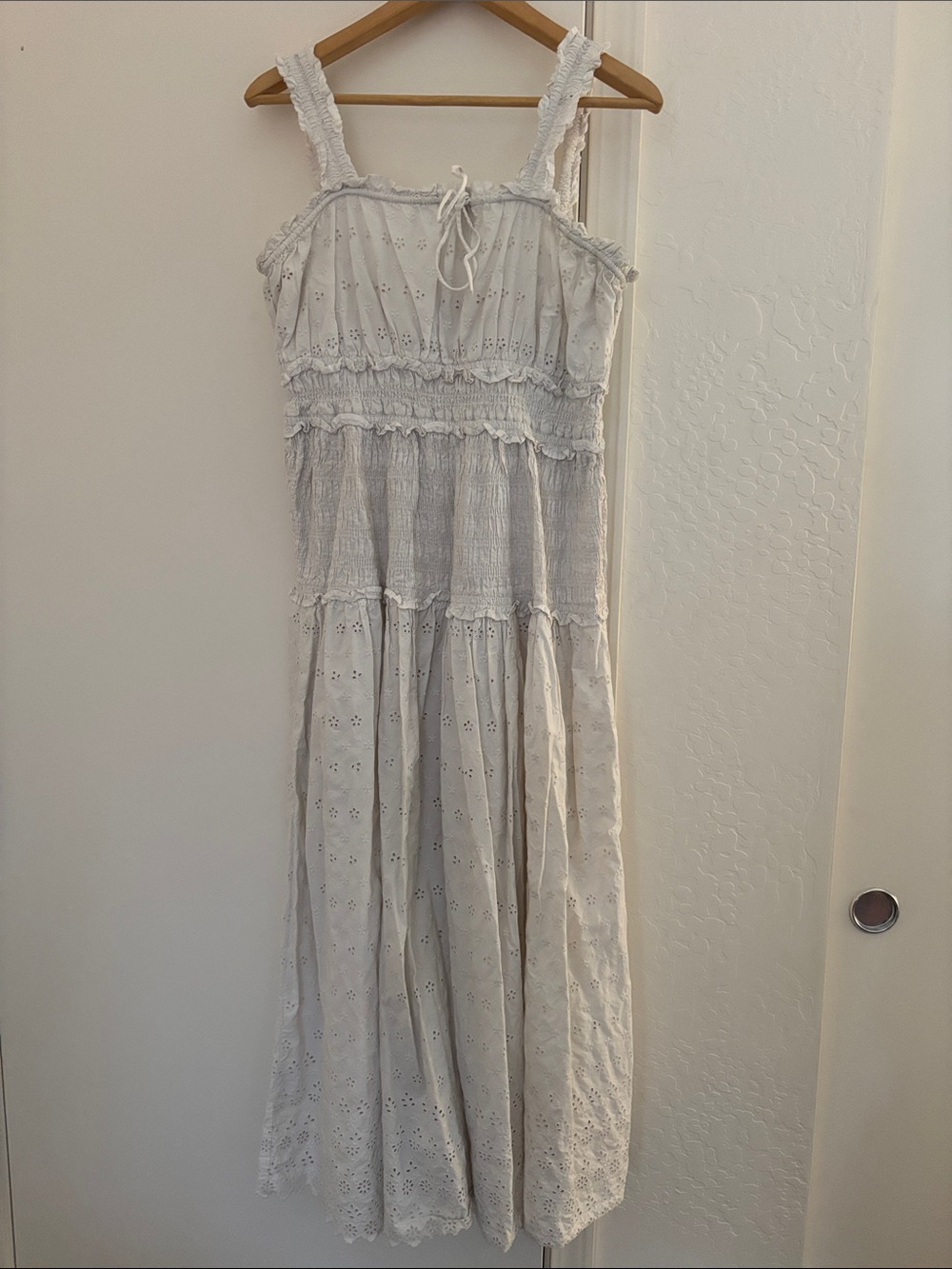 White Eyelet Tiered Maxi Sundress